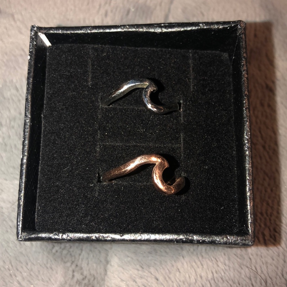 Stainless Steel Womens Wave Rings - Picture 2 of 2